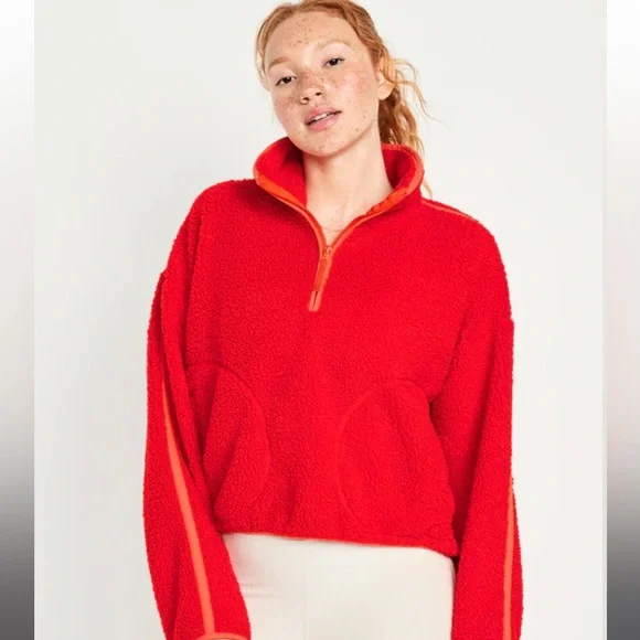 Old Navy Tops Old Navy Cropped Sherpa Zip Pullover Poshmark